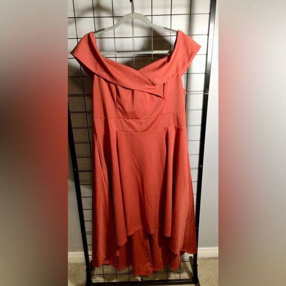 Jasambac Plus Size Off the Shoulder High Low Red Dress NWT - Picture 1 of 11